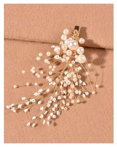 Acessorio de Cabelo Dourado de Perolas